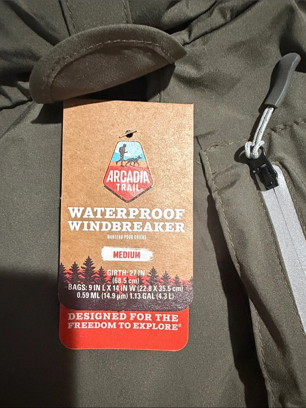 Arcadia Olive Green Waterproof Windbreaker Pet Jacket